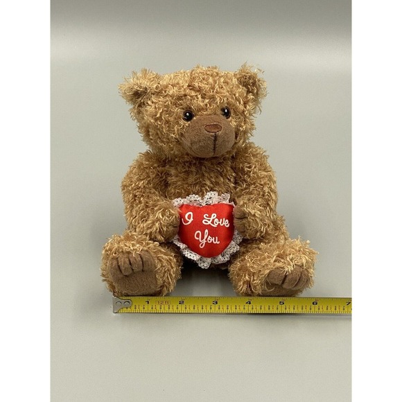 7” Brown Teddy Bear Plush Holding Red I Love You Heart Artistic Toys Promotions - Picture 8 of 8